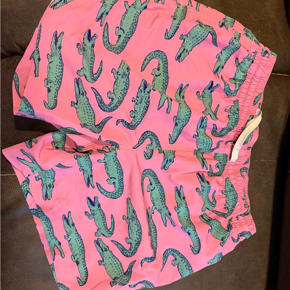 Chubbies Pink Shorts with Green Alligator Design
